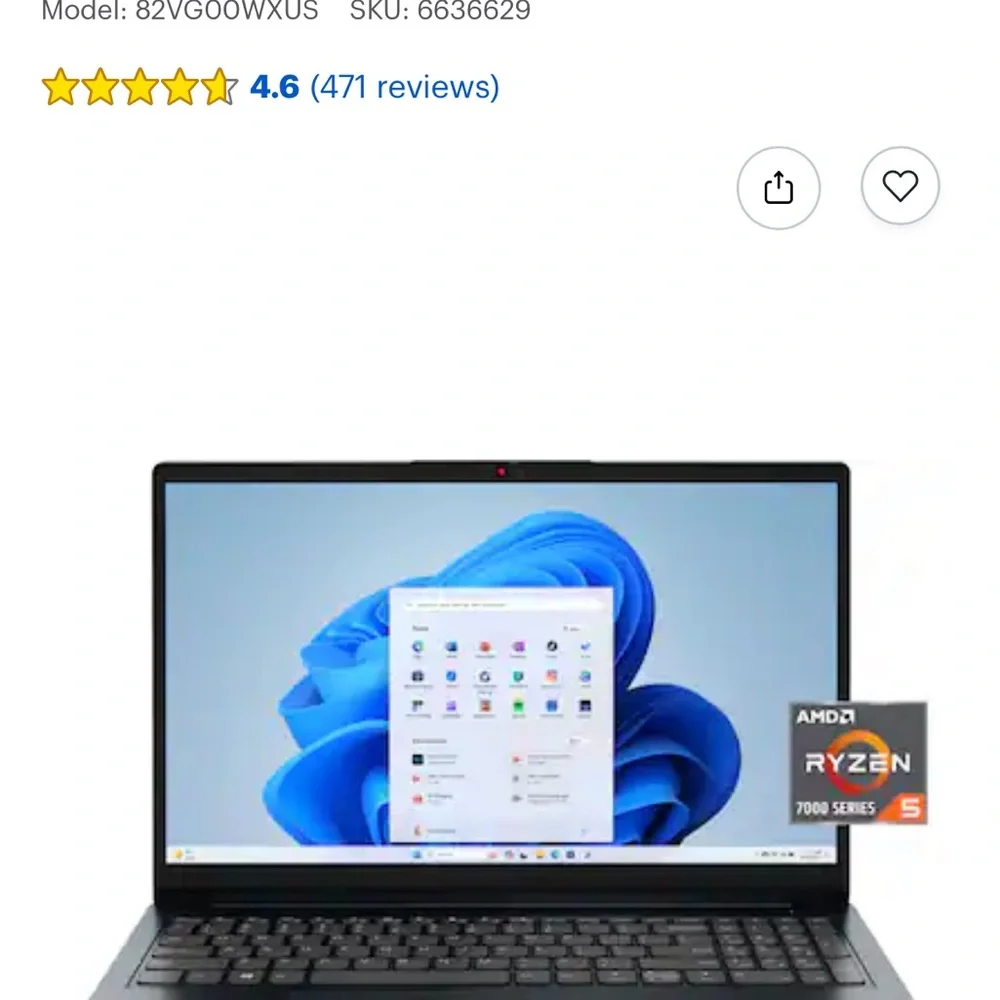 Lenovo Laptop in Black with Blue Display Accent